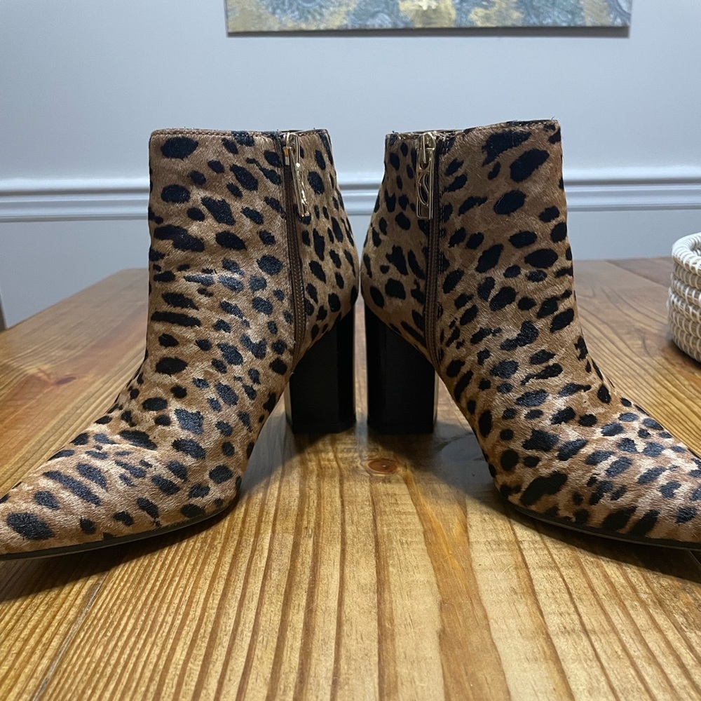 Franco Sarto leopard print booties
